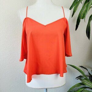 ASOS Women's Cold Shoulder Camisole Blouse Orange Bright Sz 4 Business Casual